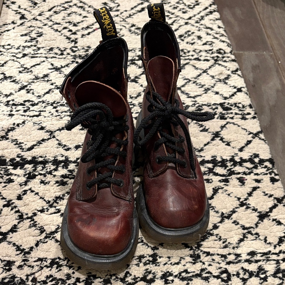 Dr. Martens maroon Leather Boots